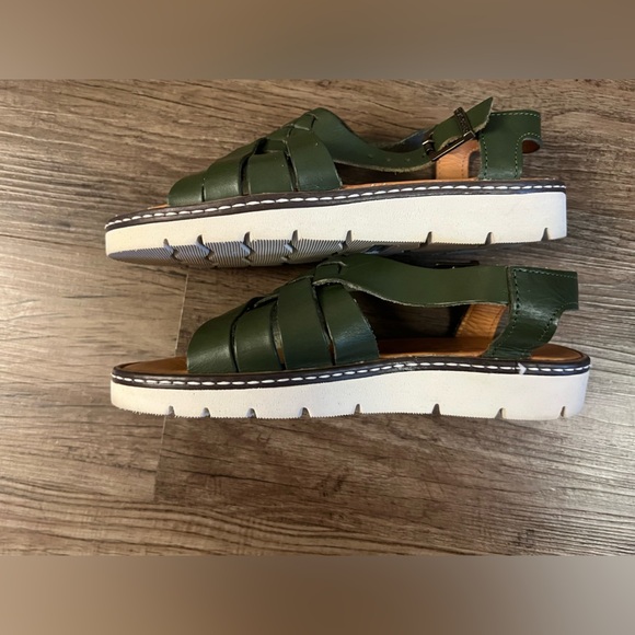 Bearpaw Huaraches Sandals Women 6 Leah Green Leather Straps Slingback Comfort - Picture 5 of 7